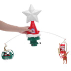 Rotierender Weihnachtsbaumspitze, musikalischer, leuchtender Weihnachtsbaumstern mit Weihnachtsmann-Rentierschlitten und beleuchtetem Sternenoberteil für Schneemänner