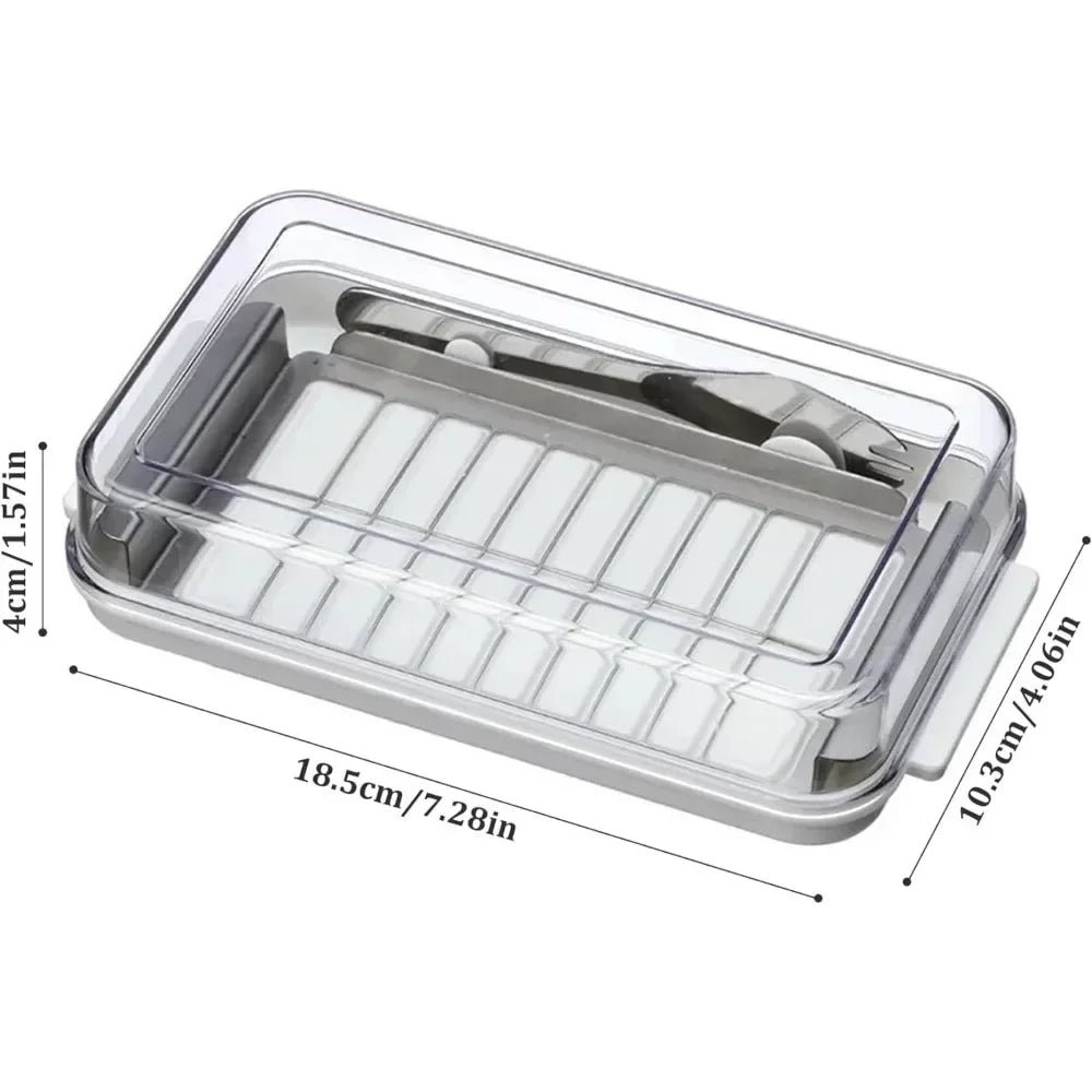 Butter-Aufbewahrungsbox, 2-in-1-Butterschale mit transparentem Deckel und Cutter, Butterschneider, Schneidebox, luftdichte, rechteckige Butteraufbewahrung