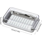 Butter-Aufbewahrungsbox, 2-in-1-Butterschale mit transparentem Deckel und Cutter, Butterschneider, Schneidebox, luftdichte, rechteckige Butteraufbewahrung