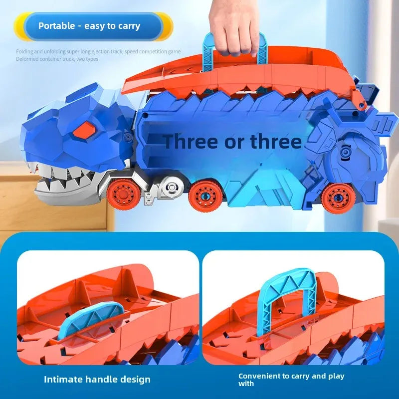 Großer neuer Dinosaurier, der Autos pielzeug isst, transformierbare Lager trägheit gleitendes Auto für Kinder intelligente Motorrad fans