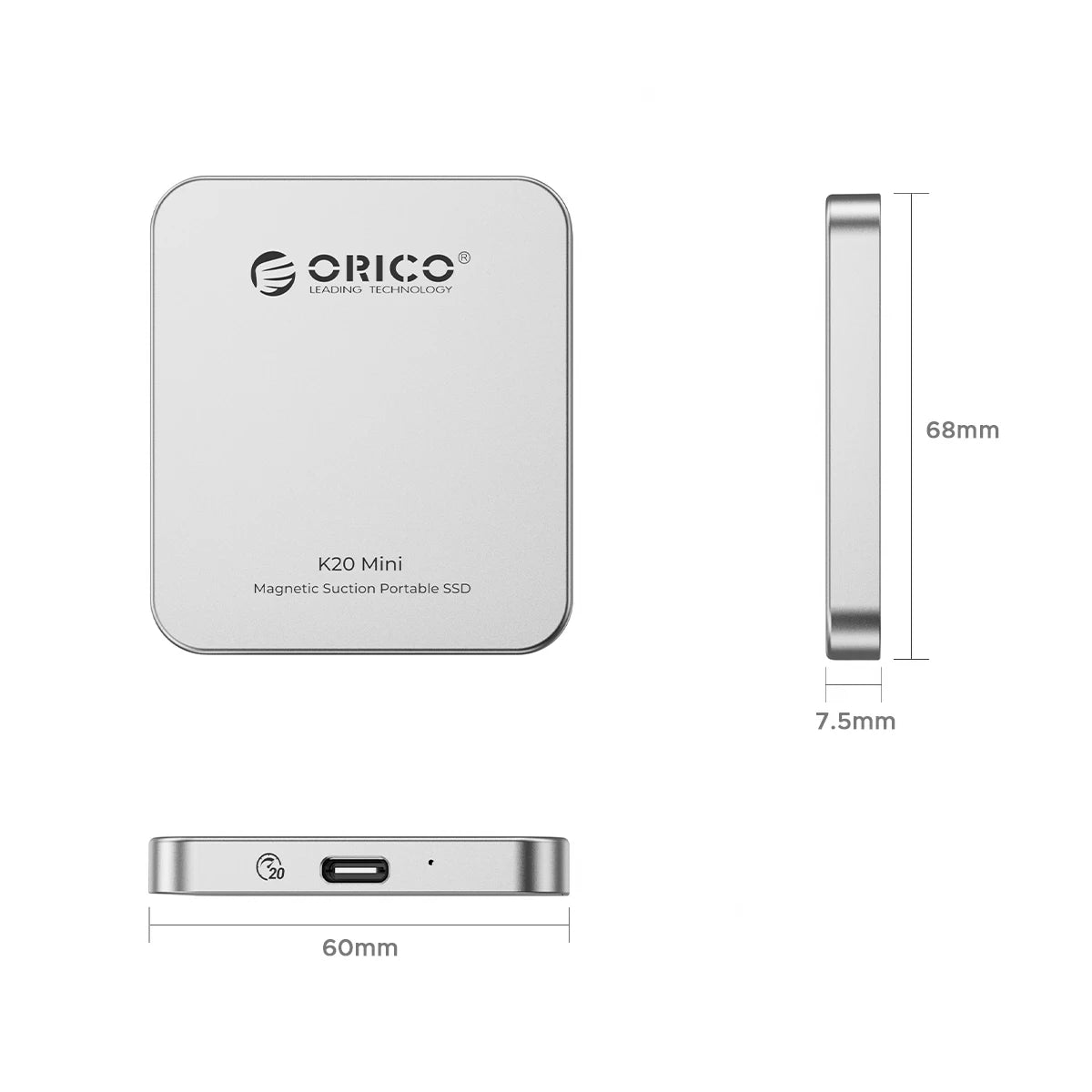 ORICO K20Mini magnetische externe SSD für iPhone 17 16 Pro/Max ProRes 2000 MB/s 4K ProRes HDR Record und Store Portable Solid State