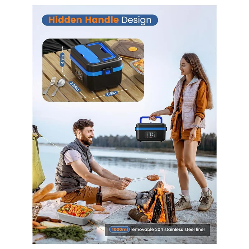 EMECE-Kabellose elektrische Lunchbox, wiederaufladbarer, selbsterhitzender Speisenwärmer mit 16000-mAh-Akku