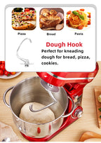 BioloMix Küchen-Lebensmittel-Standmixer, Mixer, leiser Motor, Sahne-Ei-Schneebesen, Peitsche, Teigkneter, 6 Geschwindigkeiten, 1200 W, 6 l, DC