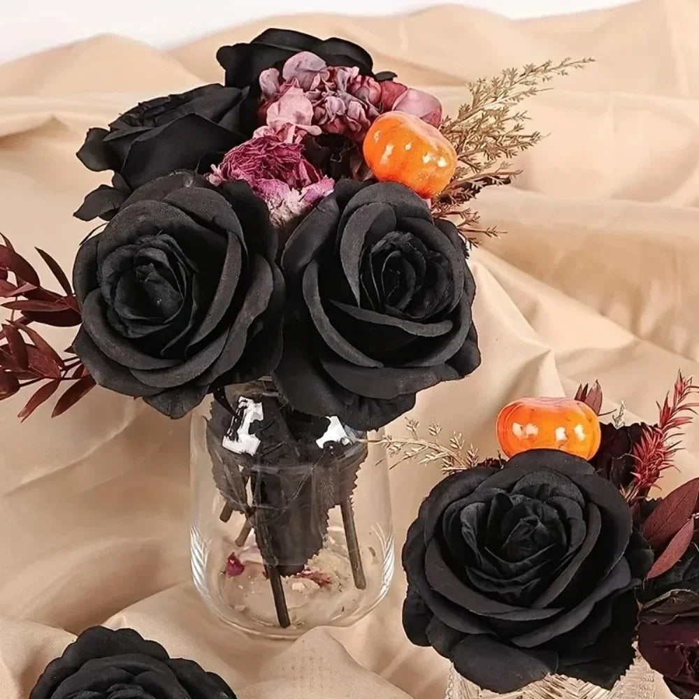 Künstliche Schwarze Rosen – Langer Stiel, Tischdeko | 5 oder 10 Stück