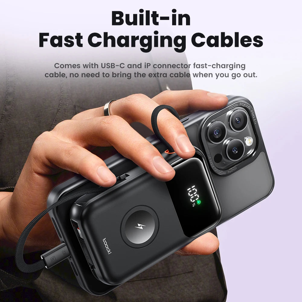 Toocki PowerBank 10000 mAh Tragbare PD 22,5 W Schnelllade-Powerbank für iPhone 16 15 14 13 12 Apple Watch Mobile Externer Akku