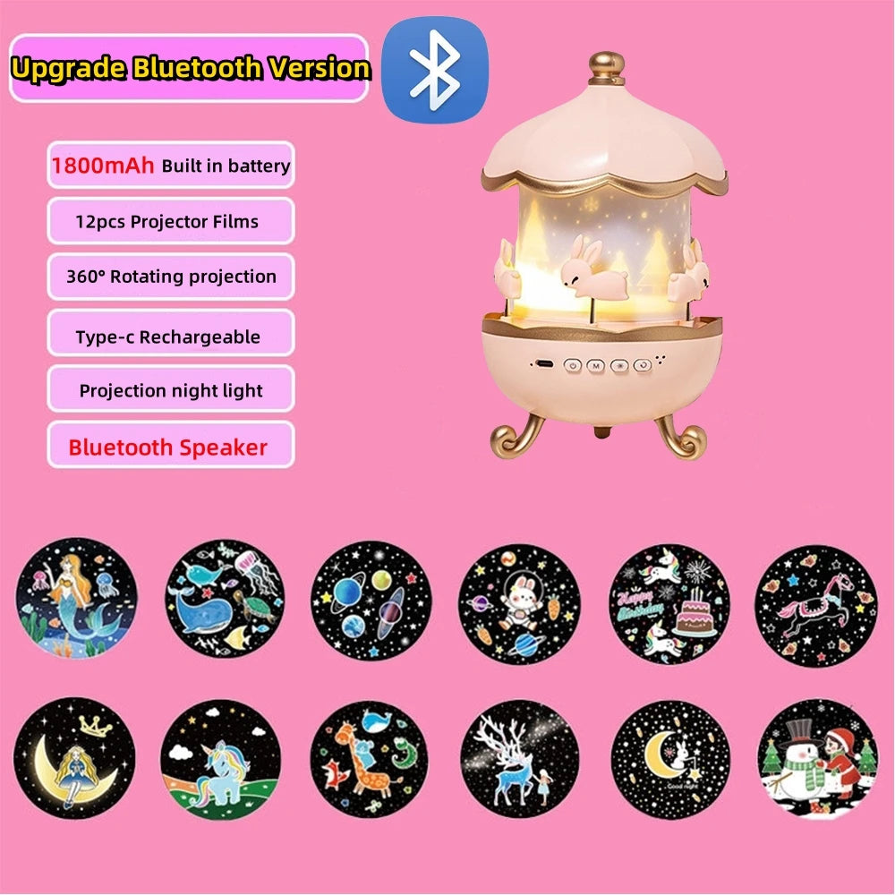 Sternprojektor für Kinder, 12 Filme, Sternlichter für Deckenprojektor, Baby-Nachtlampe mit Bluetooth-Lautsprecher, exquisite Geschenke
