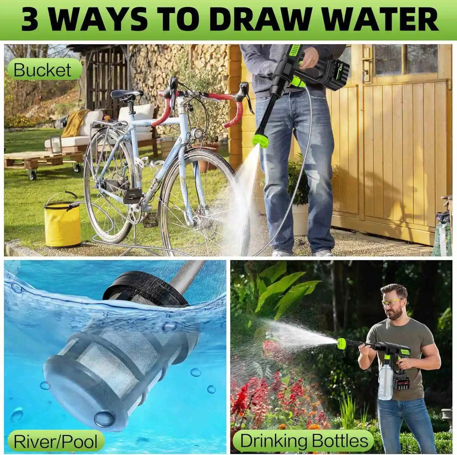 120Bar Bürstenlose Hochvolt-Autowaschpistole 6-in-1 Elektrische Gartenreinigung Spritzpistole fair für Makita 21V Batterie