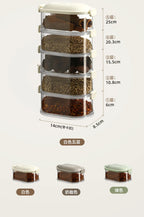 Mehrschichtige Gewürz-Aufbewahrungsbox, tragbar, kleine All-In-One-Zange, Küche, transparente Gewürze, Bohnen, Nüsse, Körner, Vorratsgläser