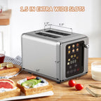 OMESER Küche Edelstahl Zwei Scheiben Toaster Touchscreen Hause Automatische Brot Toaster Frühstück Maschine 6 Bräunungsstufen