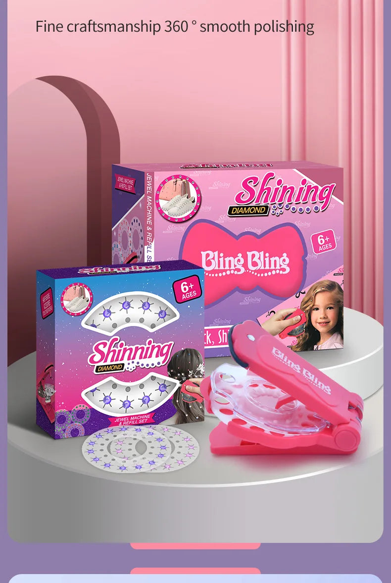 Magie Blingbling Mädchen Haar Diamant Bohrer Maschine DIY Pretend Play Werkzeug kinder Pädagogisches Spielzeug Kunststoff Diamant Aufkleber Ap...