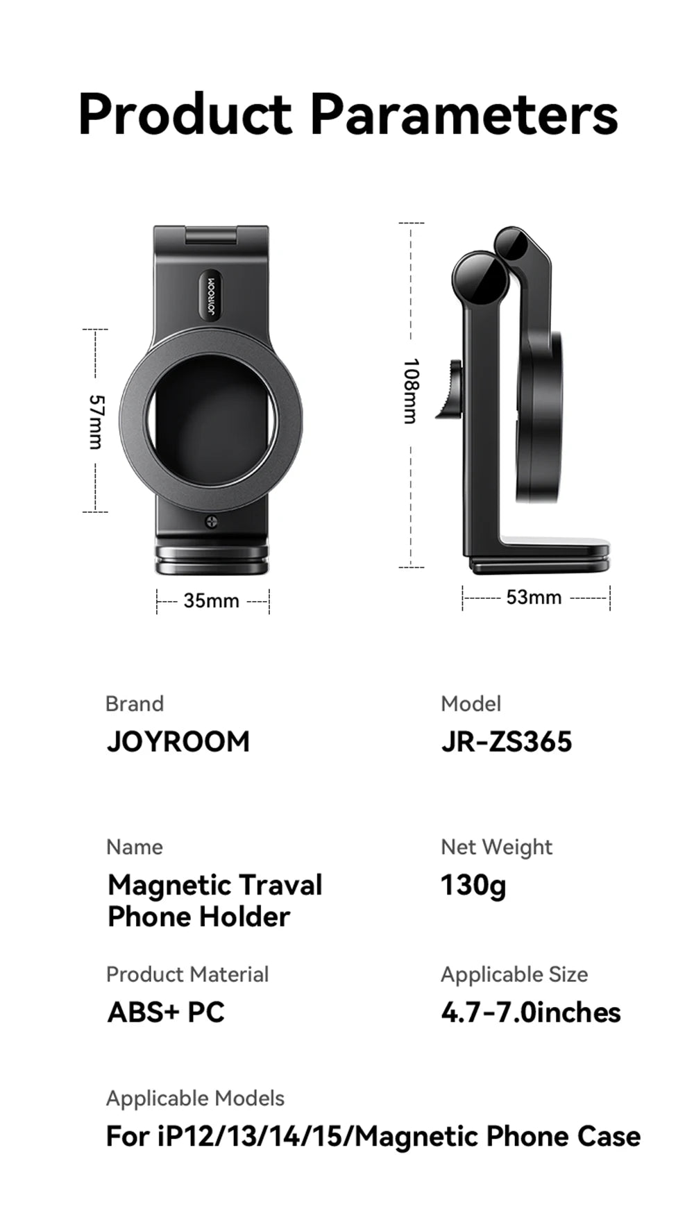 Joyroom Magnetischer Reise-Telefonhalter, Flugzeug-Telefonhalterung, Freisprecheinrichtung, flexible Rotation, Flugzeug-Telefonhalterung für iPhone