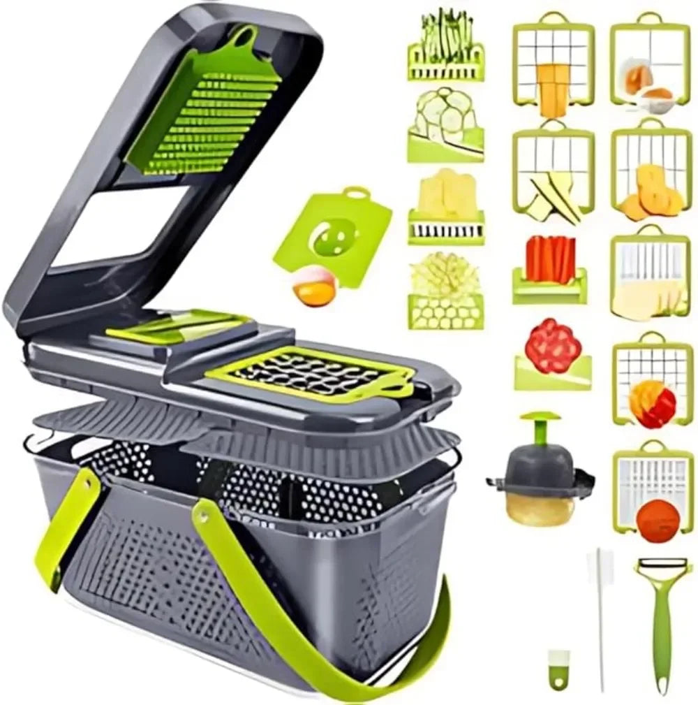 22-in-1 Gemüseschneider Set – Edelstahl, Hobel, Würfelschneider, Reibe, CE-zertifiziert