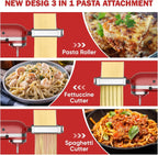 3-in-1-Nudelaufsatz für Kitchenaid-Standmixer, komplett aus Metall, Nudelmaschine, Kitchenaid-Aufsatz, Nudelblatt-Rolle, Spaghetti
