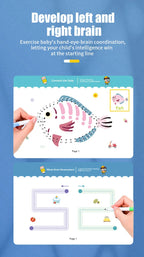 Wiederverwendbares Kinder-Arbeitsbuch-Set mit 34 Seiten und löschbarem Stift – Frühes Lernen der Entwicklung von Schreib- und Zeichenfähigkeiten, Lehrbücher für das Stiftkontrolltraining, innovatives Lernen – perfekt