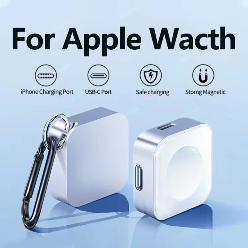 Chargeur de montre sans fil portable Type C 8 broches Deux interfaces pour Apple Watch S9 8 7 6 5 4 3 2 1 SE Ultra Series Chargeur rapide