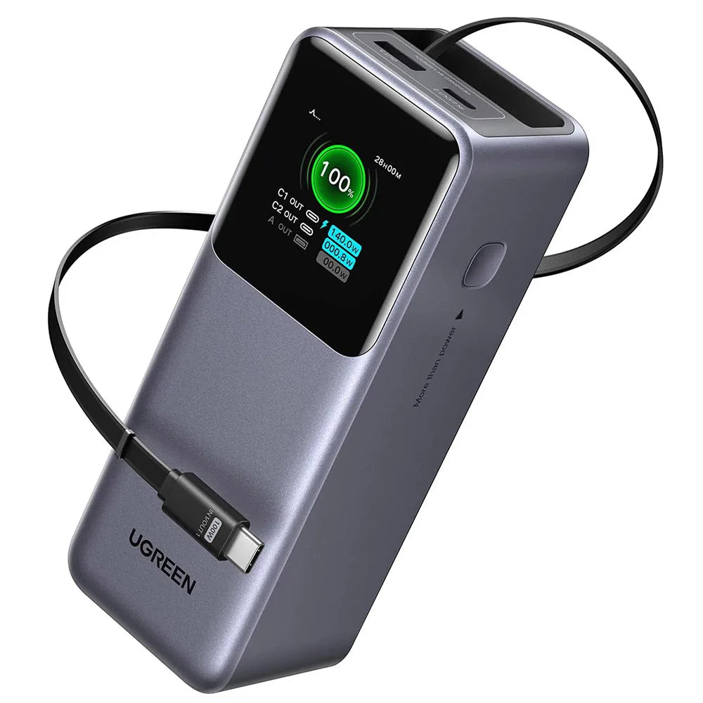 UGREEN Nexode 165W Power Bank 20000mAh Chargeur Portable 100W Max PD3.0 Batterie Externe Câble Intégré pour Ordinateur Portable Téléphone Portable