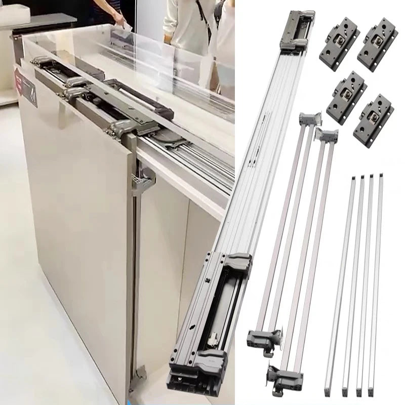 Möbelbeschläge in Sondergröße, Schlafzimmer, Aluminium, eingebetteter Kleiderschrank, Platzierungstür, koplanare Dämpfung, Schiebesystem