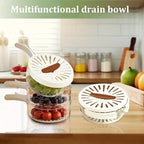 Multifunktionaler Abflusskorb für Obst und Gemüse, Waschsieb, Korb mit Deckel, Lebensmittelfrisch, Organizer, Aufbewahrungsbox, Küchenhelfer