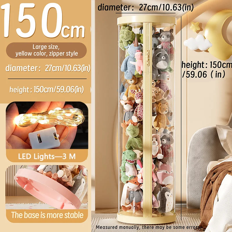 Transparente Puppe Lagerung Box Plüsch Spielzeug Organisation Spielzeug Lagerung Rohr DIY Zipper Bins Kind Weihnachten Geschenk kinder Spielzeug Organizer