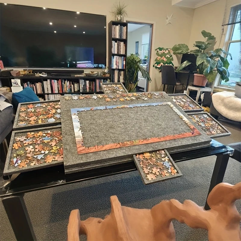 Puzzlebrett mit 6 Schubladen & Ständer – 2-in-1, Filzoberfläche, 1000+ Teile, neigbar
