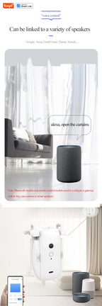 Tuya Smart WiFi Vorhangroboter (mit Gateway), APP-Fernbedienung, Sprachsteuerung, inklusive Zubehör für T/U-Vorhangschienen