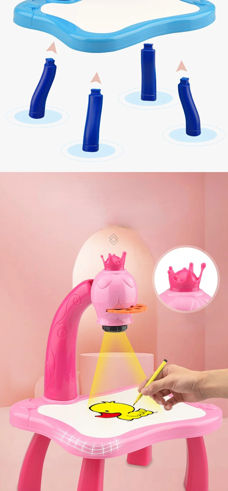 Projektions-Zeichenbrett für Kinder, löschbarer Zeichentisch, magnetisches Schreibbrett, frühkindliche Bildung, Kritzelbrett, Spielzeug