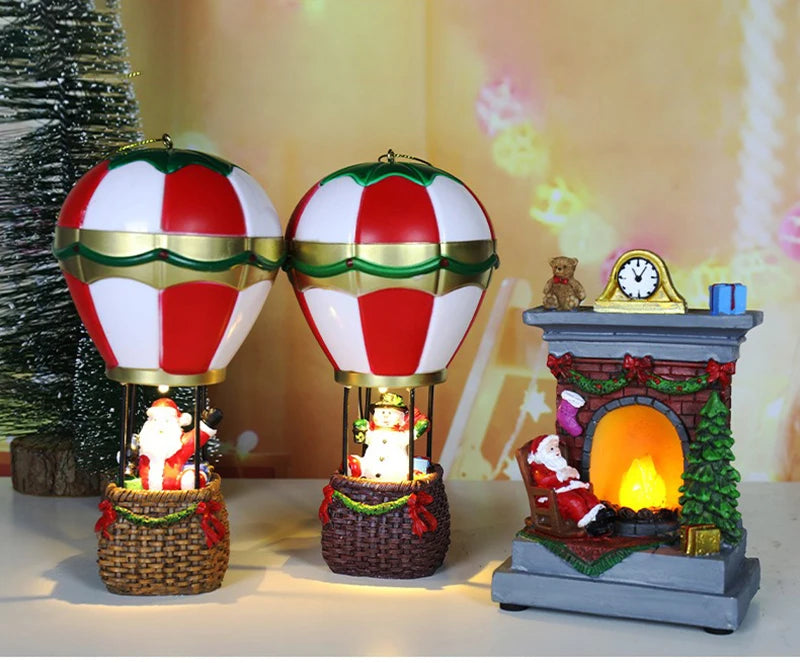 Weihnachten leuchtende Ornamente Weihnachtsmann Schneemann Kamin Harz LED Nachtlicht Weihnachtsdekoration Urlaub Kinder Spielzeug Geschenk