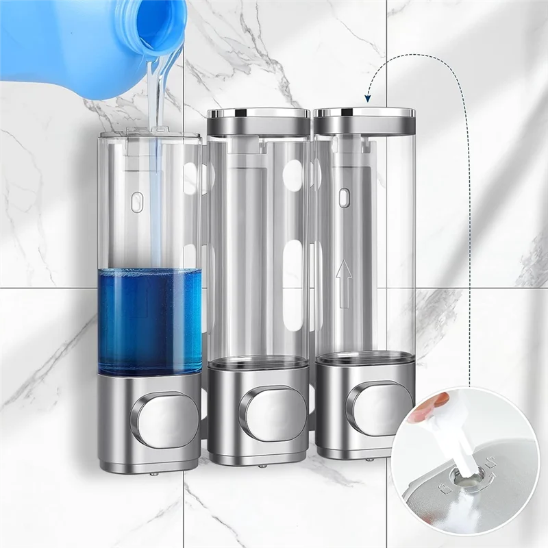 AS94-3-in-1-Raum-Wandmontage-Badezimmer-Duschpumpenspender und Organizer – kann für Shampoo, Klimaanlage, wiederverwendbar, langlebig verwendet werden