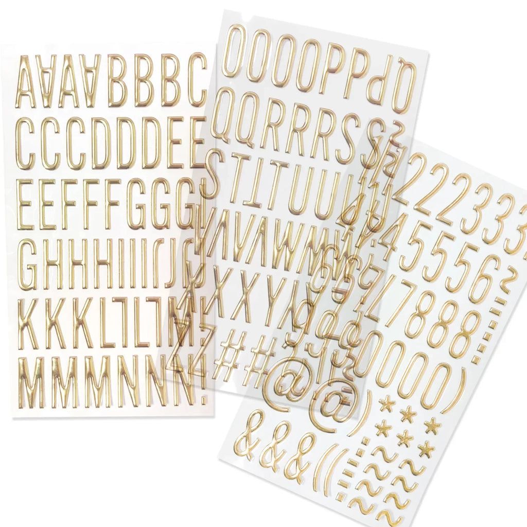 3 Blatt 3d wunderschöne Gold buchstaben Aufkleber Glitzer 1in Harz Alphabet Nummer Aufkleber für Sammelalbum Grad Kappe DIY Handwerk Kunst machen