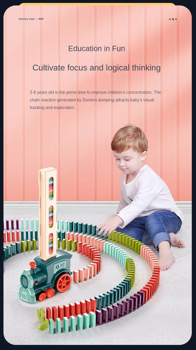 Automatische Verlegung Domino Zug Elektrische Auto Ziegel Blöcke Kits Kreative Spiele Intelligenz Pädagogisches DIY Spielzeug Kinder Geburtstag Geschenk