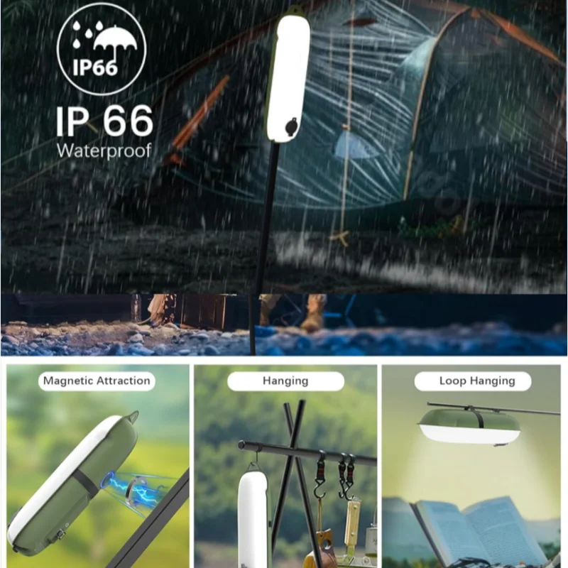 2-in-1-LED-Lampe, 2000 mAh, wiederaufladbar, Notlicht für den Außenbereich, IP66, wasserdicht, aufblasbar, faltbar, magnetisches Fülllicht, USB-Aufladung