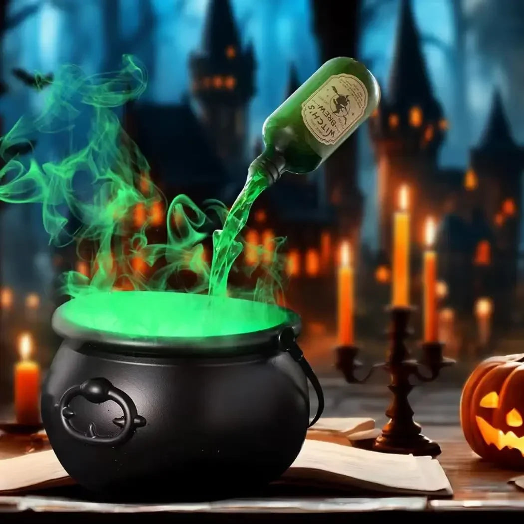 Halloween Hexenkessel mit LED & Nebelmaschine – Schwebende Tränkflasche, Grüner Nebel