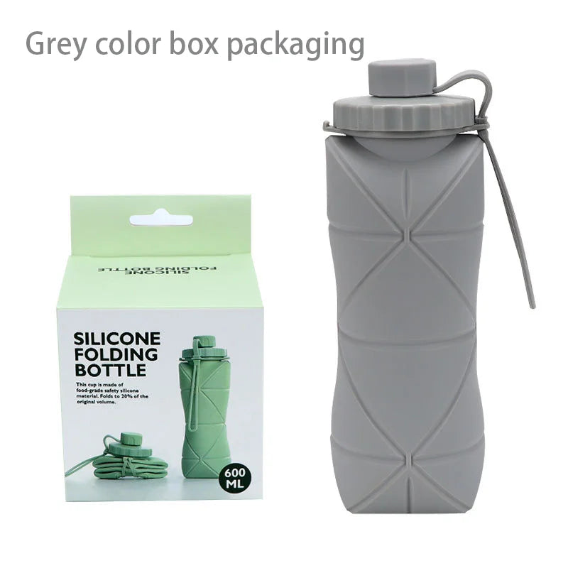 Zusammenklappbarer Silikonbecher, großes Fassungsvermögen, 600 ml, für Outdoor-Reisen, Sport, tragbar, hochtemperaturbeständig, Wasserbecher in Lebensmittelqualität