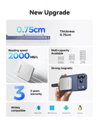 ORICO Magnetische externe SSD für iPhone 17 16 15 14 13 Pro/Max 2000 MB/s 4K 120Kz ProRes HDR Record USB 3.2 Gen 2x2 tragbare SSD