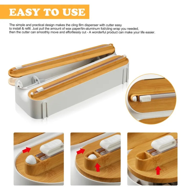 Wand Frischhaltefolie Spender Wrap Aluminiumfolie Folienschneider Spender Wand Magnetische Stretch Rollenpapierhalter Küchenzubehör