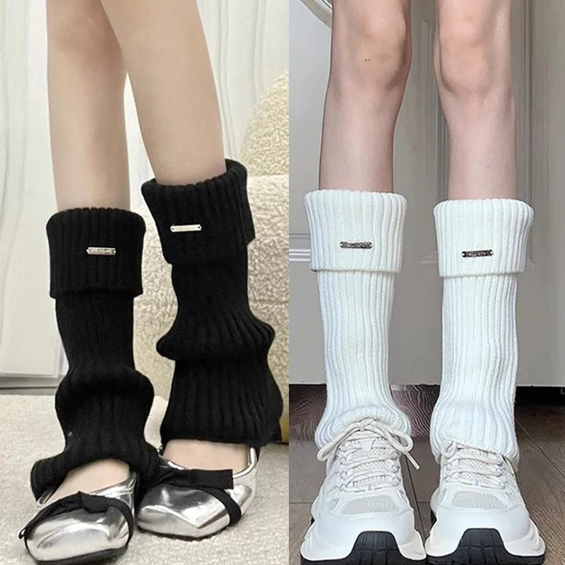 Neue gestrickte Lolita JK Beinwärmer, Damen lange Socken, Herbst, Winter, Wolle Fußabdeckung, Armwärmer, Y2K Crochet, Heap Socke, Stiefelmanschetten