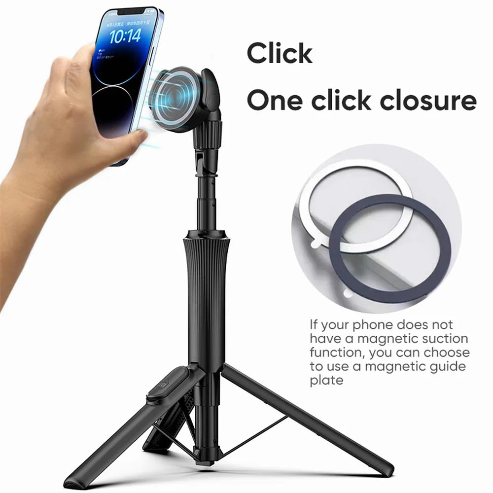 VRIG Magnetisches Selfie Stick Stativ – 1,5m, MagSafe, Bluetooth-Fernbedienung | iPhone & Android
