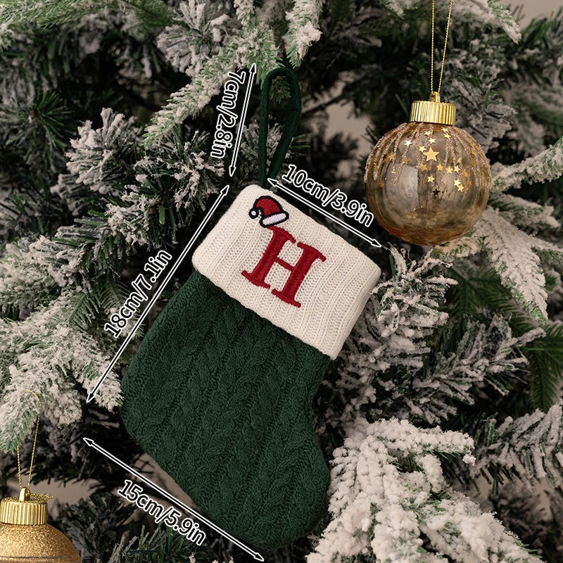 Weihnachtsstrumpf Stricken Schneeflocke Buchstaben Socken Weihnachtsdekoration für Zuhause Weihnachten Alphabet Stricksocke Neujahrsgeschenk