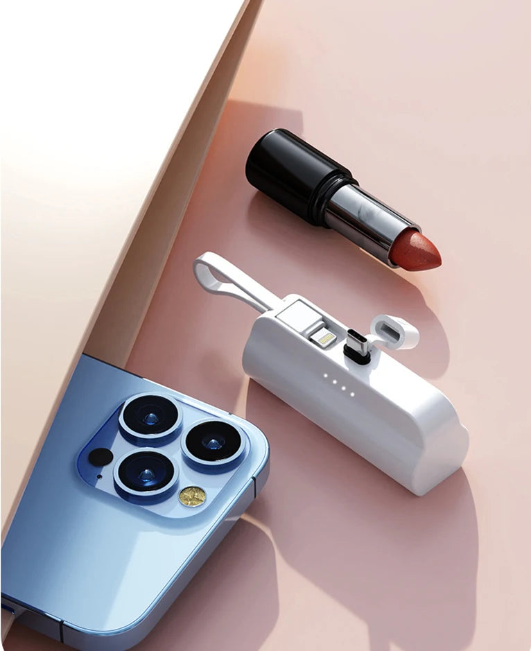 5000 mAh Kapsel Mini Power Bank für iPhone 14 Samsung Huawei Xiaomi Tragbares Ladegerät Powerbank mit Telefonhalter Ersatzakku