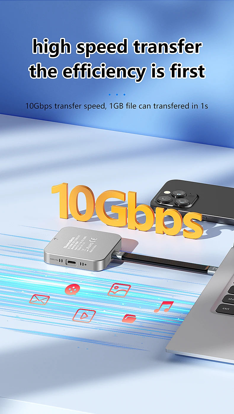 Blueendless Magnetisches M2 2230 2242 NVMe SSD-Gehäuse mit Lüfter 100 W PD-Aufladung Typ C NVMe PCIE SSD-Gehäuse für iPhone Mac