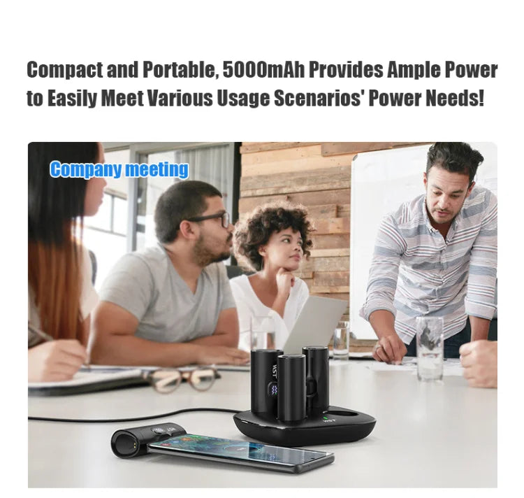 4 x 5000 mAh Mini-Powerbank mit Ladestation, tragbar, PD 20 W, Schnellladegerät, Powerbank für iPhone 16 x Samsung Xiaomi Poverbank