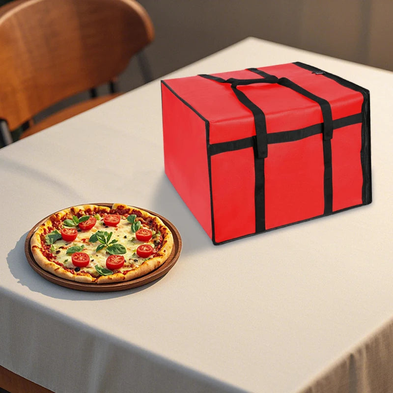 Isolierte, wasserdichte, wiederverwendbare Lebensmittelliefertasche, tragbare Tragetasche für die Aufbewahrung heißer und kalter – ideal für Pizza, Lebensmittel und Pickn