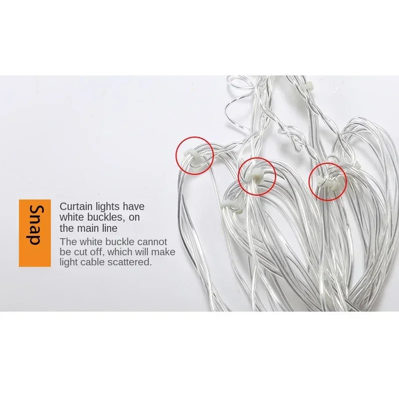 3,2 m lange Weihnachts-Schneeflocken-Vorhang-Lichter – blinkende LED-Lichterkette, wasserdicht für Urlaub, Party, Hochzeit, Weihnachtsbaum-Dekoration