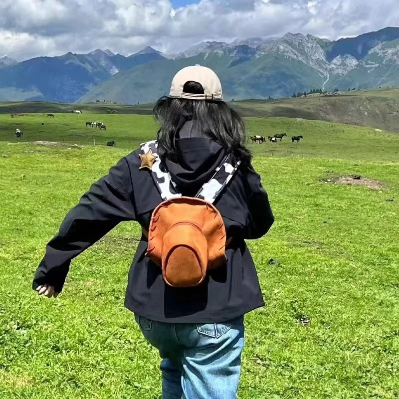 Kawaii Anime Rucksack im Cowboy-Hut-Design – Kunstleder, Cosplay & Schule | Geschenk für Mädchen