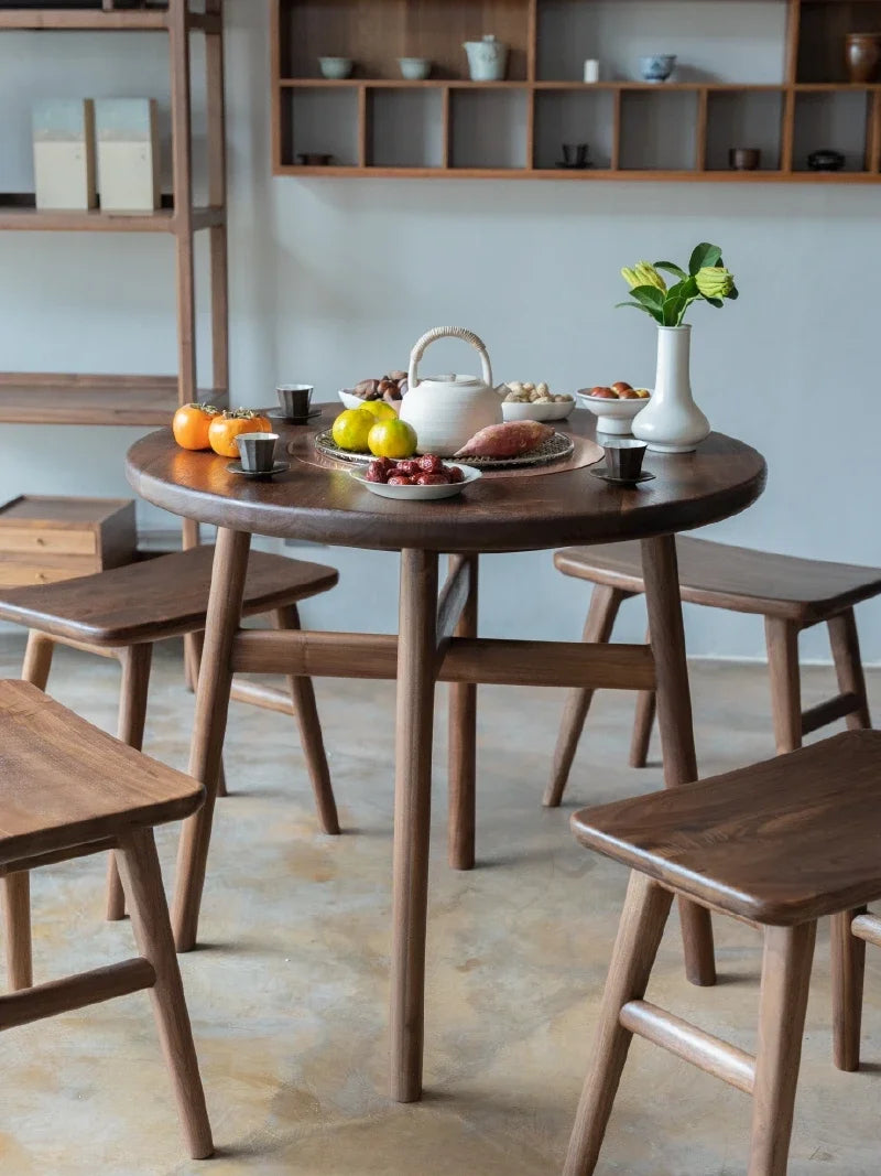 Herd-Teetisch mit schwarzem Walnuss-Massivholz, neuer Carbongrill im chinesischen Stil für den Außenbereich und Teezubereitung