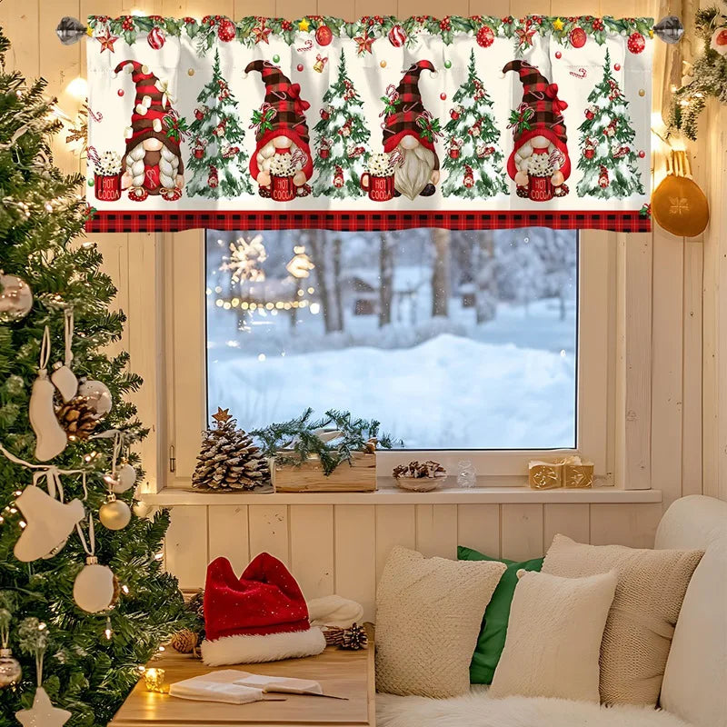 Weihnachts-Kurzvorhänge, Volants, Weihnachtsdekoration für Zuhause, 2025, Weihnachtsschmuck, Fensterbehandlungen für Küche und Badezimmer