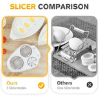 Eierschneider, 3-Wege-Schneider für gekochte Eier, Edelstahldraht, Multifunktions-Küchenmaschine, Küchenzerkleinerer, Werkzeug mit Behälter