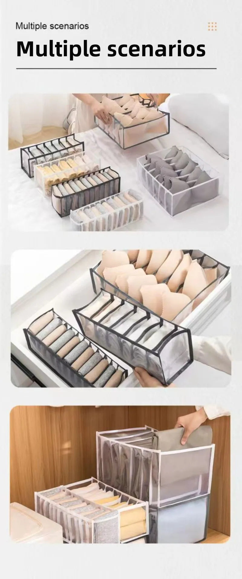 Organisateur de vêtements, boîte de rangement pour jeans, pantalons, armoire, tiroir, organisateur pour sous-vêtements, soutien-gorge, cravates, t-shirts, chaussettes