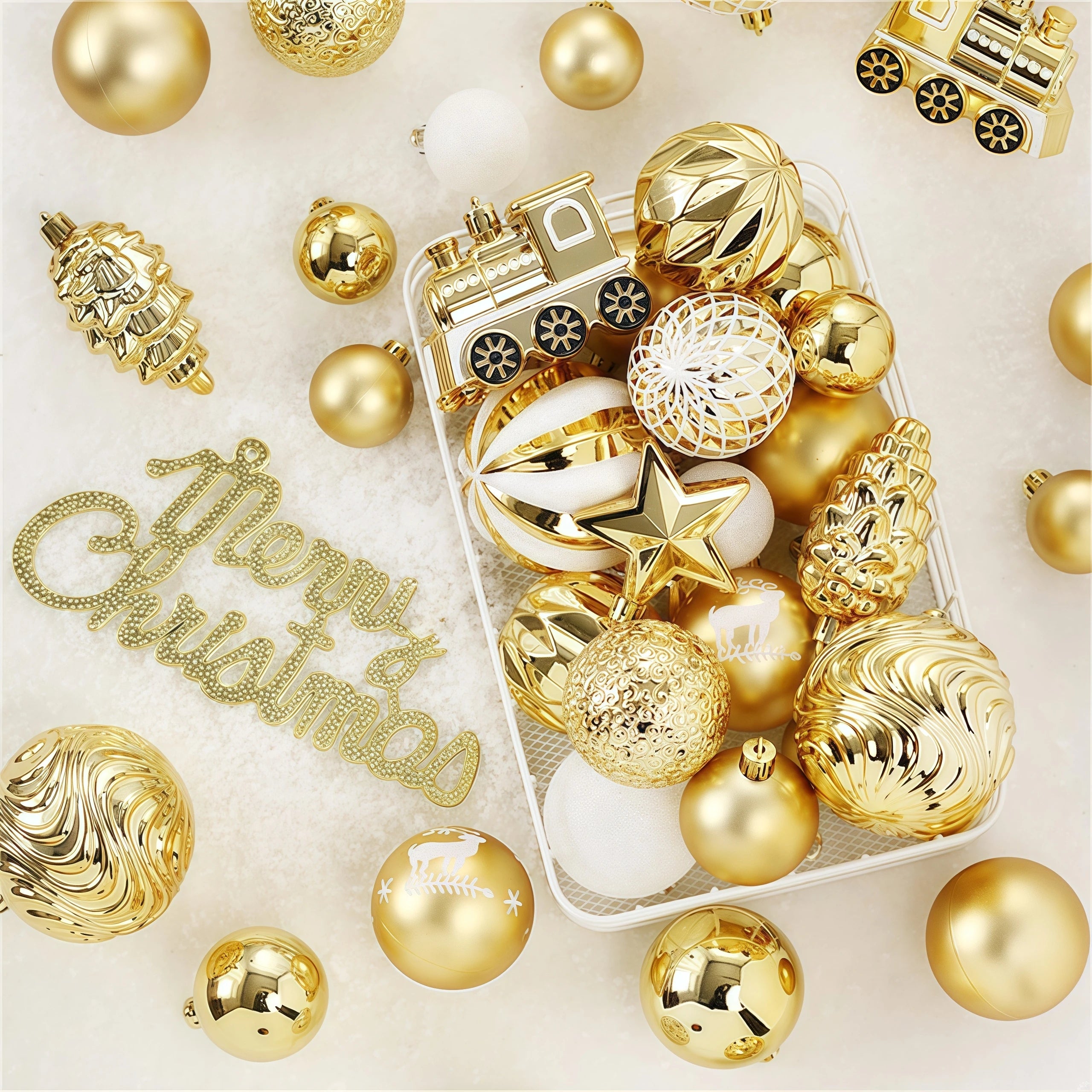 65PCS Champagner Gold Weihnachten Ball Dekorationen Matt Glänzend Wasser Welligkeit Design Weihnachten Kugeln Weihnachten Baum Ornamente Wohnkultur