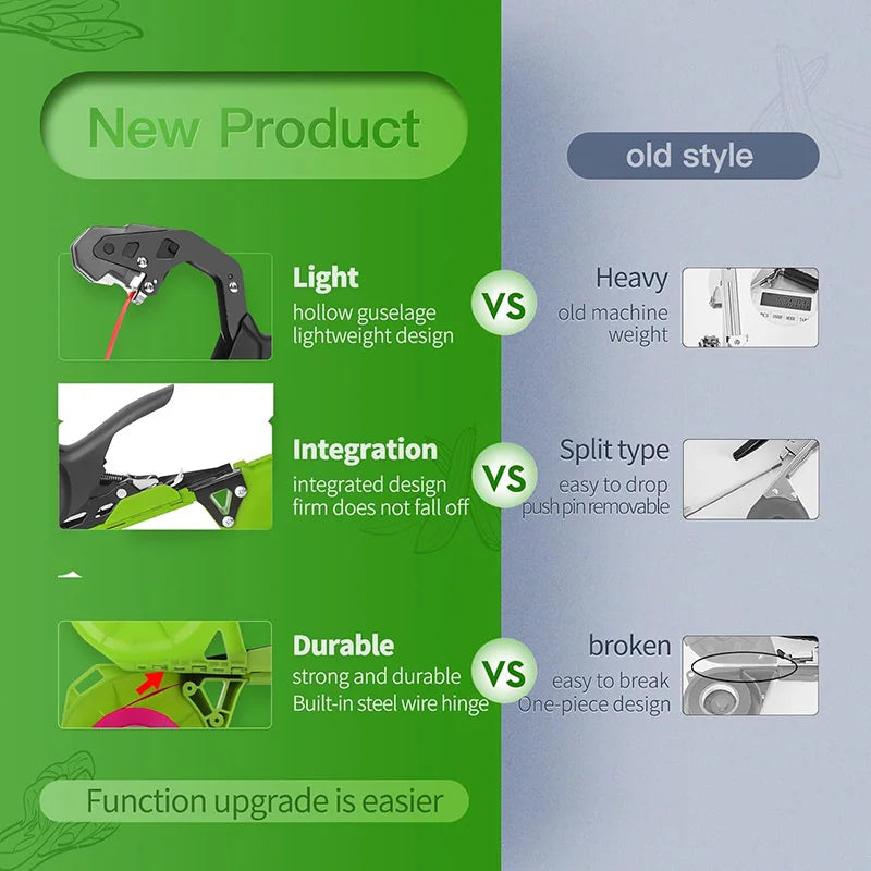 Leichte Pflanzenbindemaschine, Gartenpflanzenrebe, Tapetool für Gemüse, Trauben, Tomaten, Gurken, Pfeffer, Tapener, Bänder, Bindewerkzeug